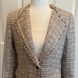 Karl Lagerfeld Women's Pale Pink & White Tweed Blazer Size 6